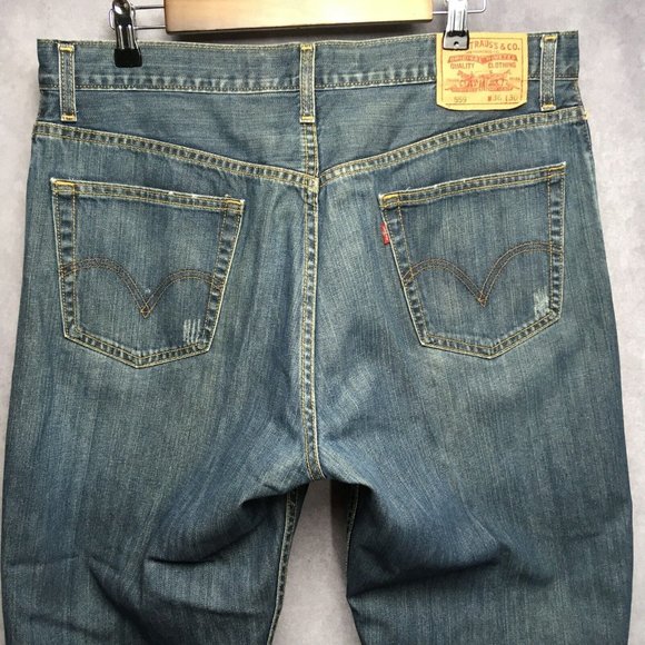 Levis 559 Mens Relaxed Straight Fit Blue Jeans 36x30 Denim Pants Zipper Fly